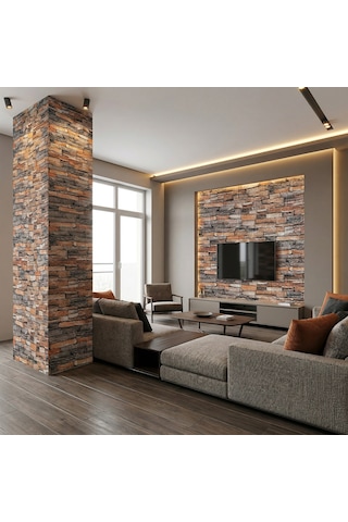 Brano 70x77 Cm Kendinden Yapışkanlı Kabartmalı, Kiremit Desenli Duvar Kaplama Z151-12