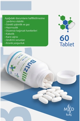 Butzilla N-bütirik Asit 500 Mg + Sülforafan 125 Μg Takviye Edici Gıda 60 Tablet
