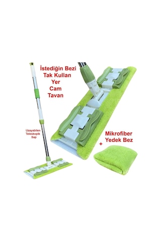 Teleskopik Saplı Mop Istediğin Bezi Tak Kullan Saplı + Yedek Bez