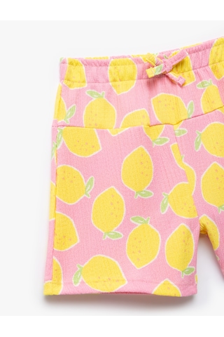 Koton Beli Lastikli Bağcık Detaylı Limon Baskılı Şort Pembe Desenli 5smg40036ak Pembe Desenli Pembe