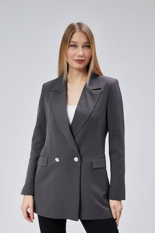 Antrasit Oversize Dokuma Blazer Ceket Antrasit