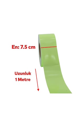 Badem10 Fotolümen Gece Parlayan En 7.5 Cm 1 Mt İkaz Yeşil Reflektörlü Fosforlu Reflektif Düz Şerit Bant
