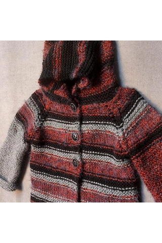 Uretti - Talia 8659 - 3988 El Örgüsü Kapüşonlu Erkek Çocuk Hırka - 1 Yaş Çok Renkli