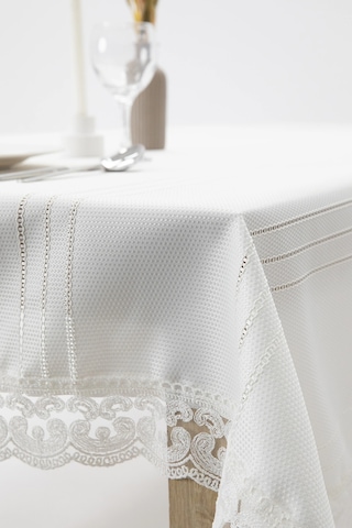 Defne Leke Tutmaz Masa Örtüsü 160x220 - Krem Krem