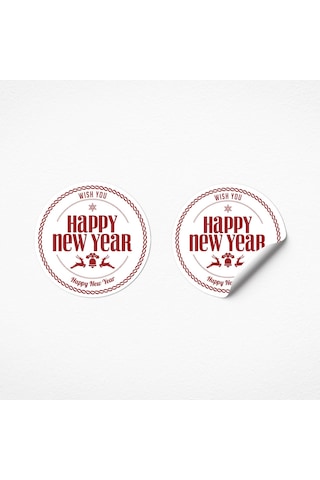 No1 27'li Yeni Yıl Seri Sticker Beyaz-6x6 Cm Çok Renkli