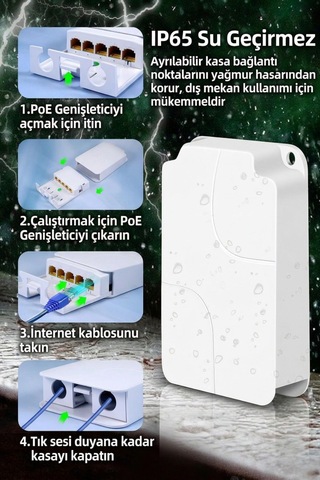 Dış Mekan Su Geçirmez Poe Genişletici 5 Port Extender Tekrarlayıcı Ip Kamera Çoğaltıcı