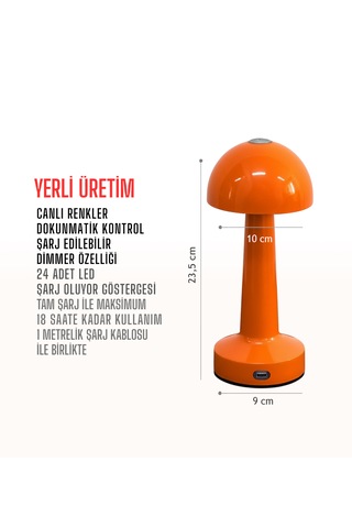 Zenlight Mantar Masa Lambası Turuncu
