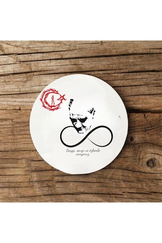 Atatürk Tasarımlı Mdf İkili Bardak Altlığı