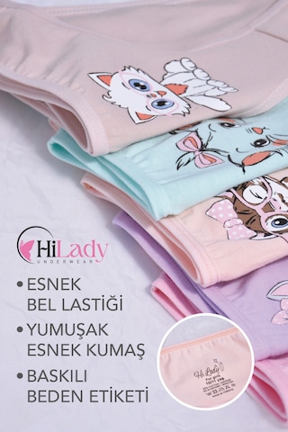 Hilady Kız Çocuk Külot, Karışık Renkli, Kız Çocuk Külot, Yumuşak Pamuklu Kumaş Karışık-Çokrenkli