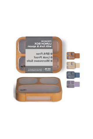 Çatal Ve Kaşıklı Bento Beslenme Kutusu Seti - Caramel