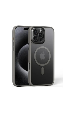 Fros Silikon Kılıf Kablosuz Şarj Destekli -Apple Uyumlu iPhone-16-pro-max Gri Zebana