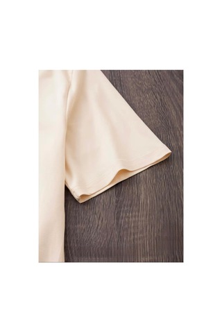 Herkesemoda The Now Baskı Detaylı Basic T-shırt Bej