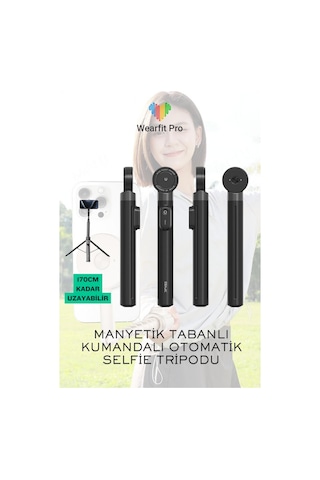 Wearfitpro Otomatik Açılır Manyetik Telefon Tripodu Uzaktan Kumandalı Selfie Çubuğu Cep Telefonu Tutucu Standı