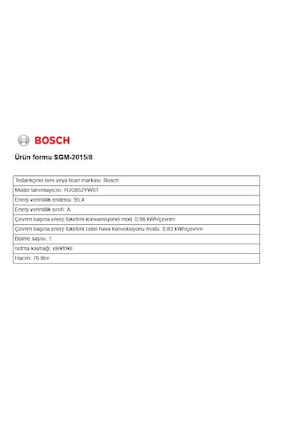 Bosch Serie 6 HJG852YW0T 76 LT Ankastre Fırın