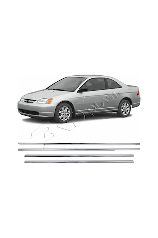 Honda Civic Uyumlu 2002-2006 Krom Cam Çıtası 4 Parça Paslanmaz Çelik