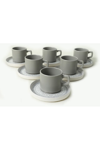 Keramika Stone Stackable Çay Takımı 12 Parça 6 Kişilik 21426 Gri