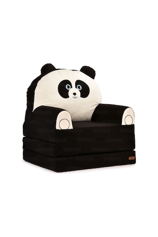 Portatif Katlanabilir Sevimli Çocuk Koltuğu - 3 Katlı Çocuk Yatak Koltuk - Taşınabilir Bebek Koltuğu Siyah