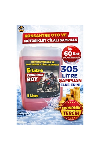 60 Kat Sulandırılabilir Konsantre Oto Ve Motosiklet Şampuanı Pembe