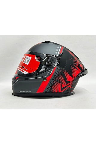 Şefaf Vizörlü + İç Güneş Vizörlü + Mt Braker Sv Charm B5 Kapalı Kask Mat Kırmızı - Siyah