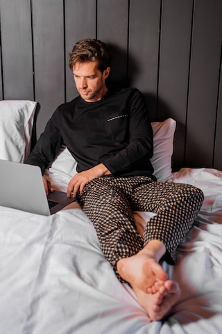 Arnetta %100 Pamuk 3844 Uzun Kol Erkek Pijama Takımı Siyah
