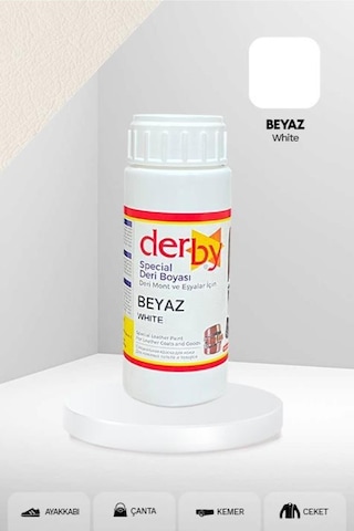 Derby Special Beyaz Deri Boyası 100 Ml / Mont Eşya Çanta Kemer Cüzdan Ayakkabı Deri Boyası