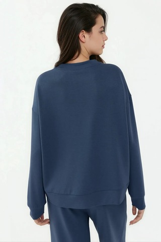 Hiccup Modal Dokunuşlu Basic Sweatshirt Oxford Mavisi