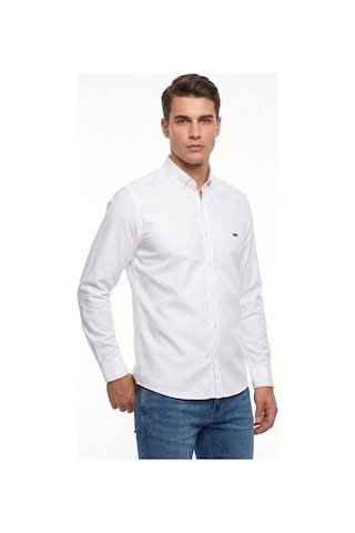 Artı Erkek Spor Slim Fit Uzun Kol Likralı Gömlek Bgl-st05465 Beyaz