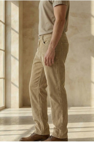 Little Cup Jeans Co Erkek Baggy Fit Rahat Kalıp Kadife Bej Pantolon