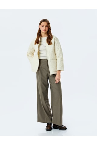 Koton Cepli Fermuarlı Oversize Kapitone Mont Ekru 5sak20037ew Ekru