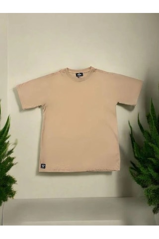 Erkek Çocuk Basic Pamuklu Tshirt-14555 Kahverengi
