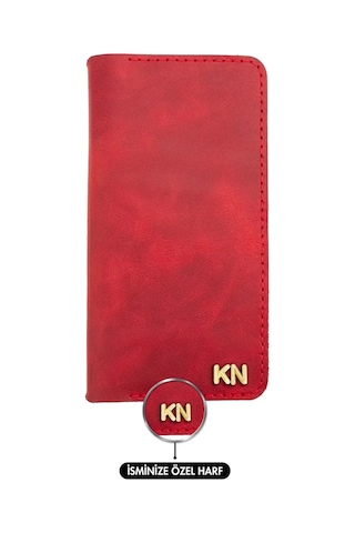 Twingold İsme Özel Dikey Uzun Cüzdan - %100 Rainbow Deri - A010007 - Kırmızı Kırmızı