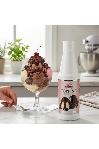 Topping Çikolatalı Sos 1 Kg Waffle, Pancake, Tatlı Ve İçecekler İçin Yoğun Çikolata Aromalı Topping