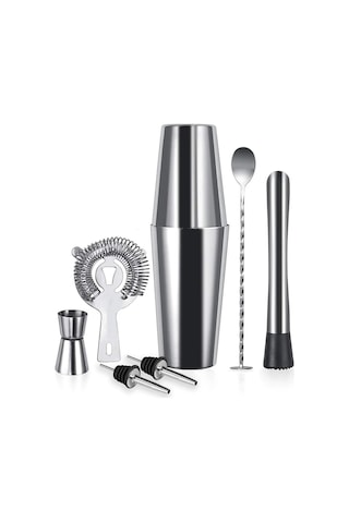 7 Parça Avantajlı Kokteyl Set Boston Shaker 750 ML