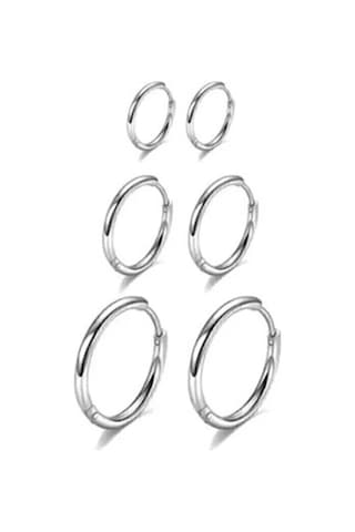 Kadın Kararmaz 316 L Çelik 6'lı Halka Set Küpe