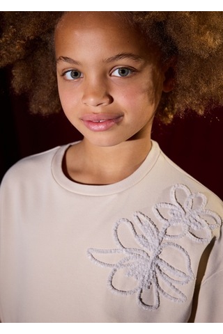 Mayoral Bej Kız Çocuk Pul Detaylı Sweatshirt 7421 Bej