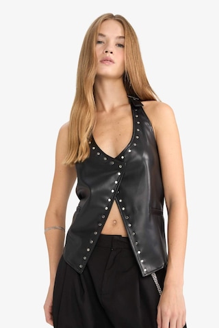 Defacto Halter Yaka Suni Deri Yelek G2452ax25aubk81 Siyah