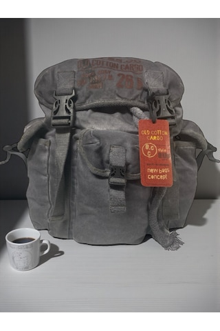 Kaliteli Tek Gözlü Vintage Disayn Unisex Sırt Günlük Okul Gezi Kamp Trekking Çantası Kc Ahtapot Bag Gri - Kırmızı