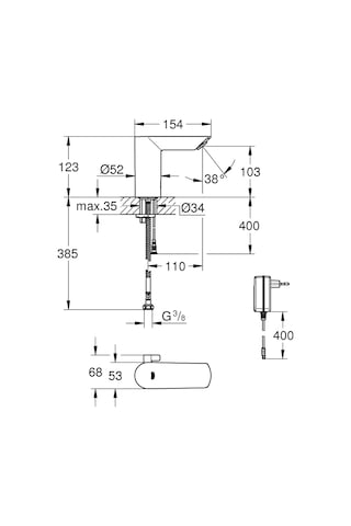 Grohe 36453000 Bau Cosmopolitan E Fotoselli Lavabo Bataryası