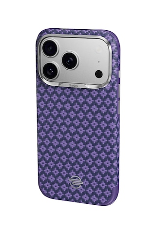 Apple iPhone Uyumlu 18 Pro Kılıf M-safe Şarj Özellikli Benks Armorpro Armoredge X9 Serisi Kevlar Karbon Kapak Mor