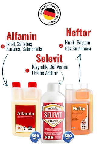 3'lü Süper Set Selevit Üreme- Neftor Hırıltı- Alfamin İshal500 Ml