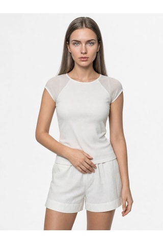 LOFT Slim Fit Kadın Tshirt K.kol Lf2043660 Q1.v1 Ekru