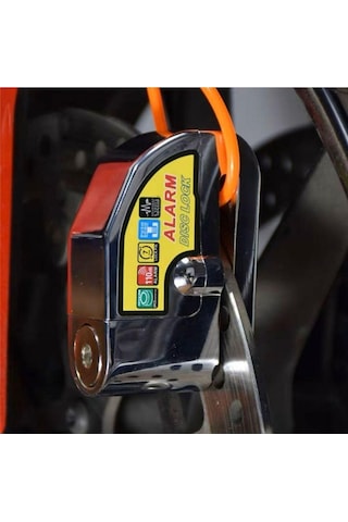 Motosiklet Alarmlı Çelik Disk Kilidi 110 Desibel Ses 7 Pin Girişli Alarmlı Disk Kilit