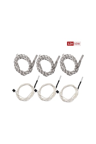 Monyee 12v 50w 304 Paslanmaz Çelik Isıtıcı Çubuğu, 1m Tel, 340-350 C Maks Sıcaklık, 6x20mm, Tekli Paket