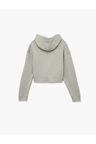 Koton Şardonlu Uzun Kollu Fermuarlı Kapüşonlu Oversize Sweatshirt Gri 6wal10307ık Gri