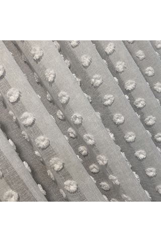 Perdefony Ponpon Keten Tül Perde ekru