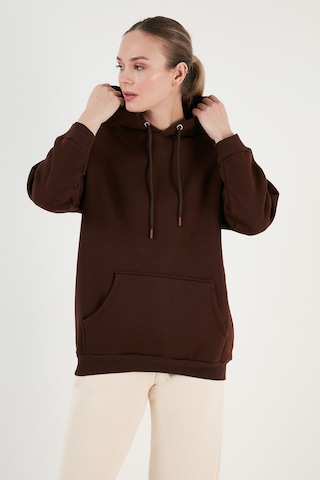 Lela Regular Fit Pamuklu Kapüşonlu Yaka Şardonlu Kışlık 2'Li Paket Bayan Sweat 5863854S2 Bisküvi-Kahve