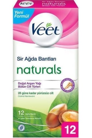 Veet Naturals Argan Yağlı Kuru Ciltler için Vücut Sir Ağda Bantları 12'li Veet Naturals Argan Yağlı Kuru Ciltler için Vücut Sir Ağda Bantları 12'li