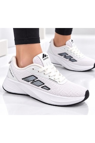 Papucumun Dünyası Nefes Alan Kumaş Yapılı Hafif Konforlu Unisex Sneaker Beyaz - Siyah