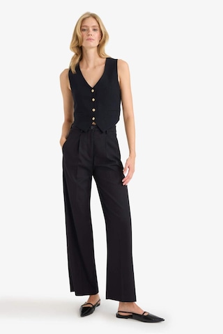DeFacto Crop V Yaka Keten Karışımlı Blazer Siyah Yelek C7798AX25SMBK81