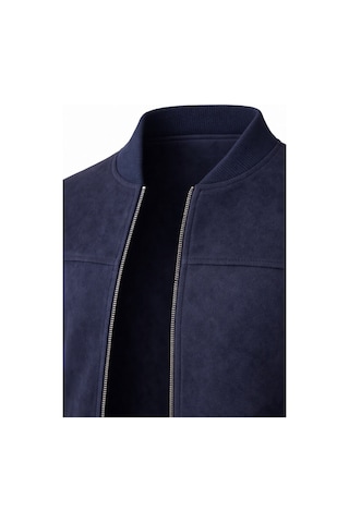 Premium Slim Fit Bomber Kolej Deri Ceket Lacivert